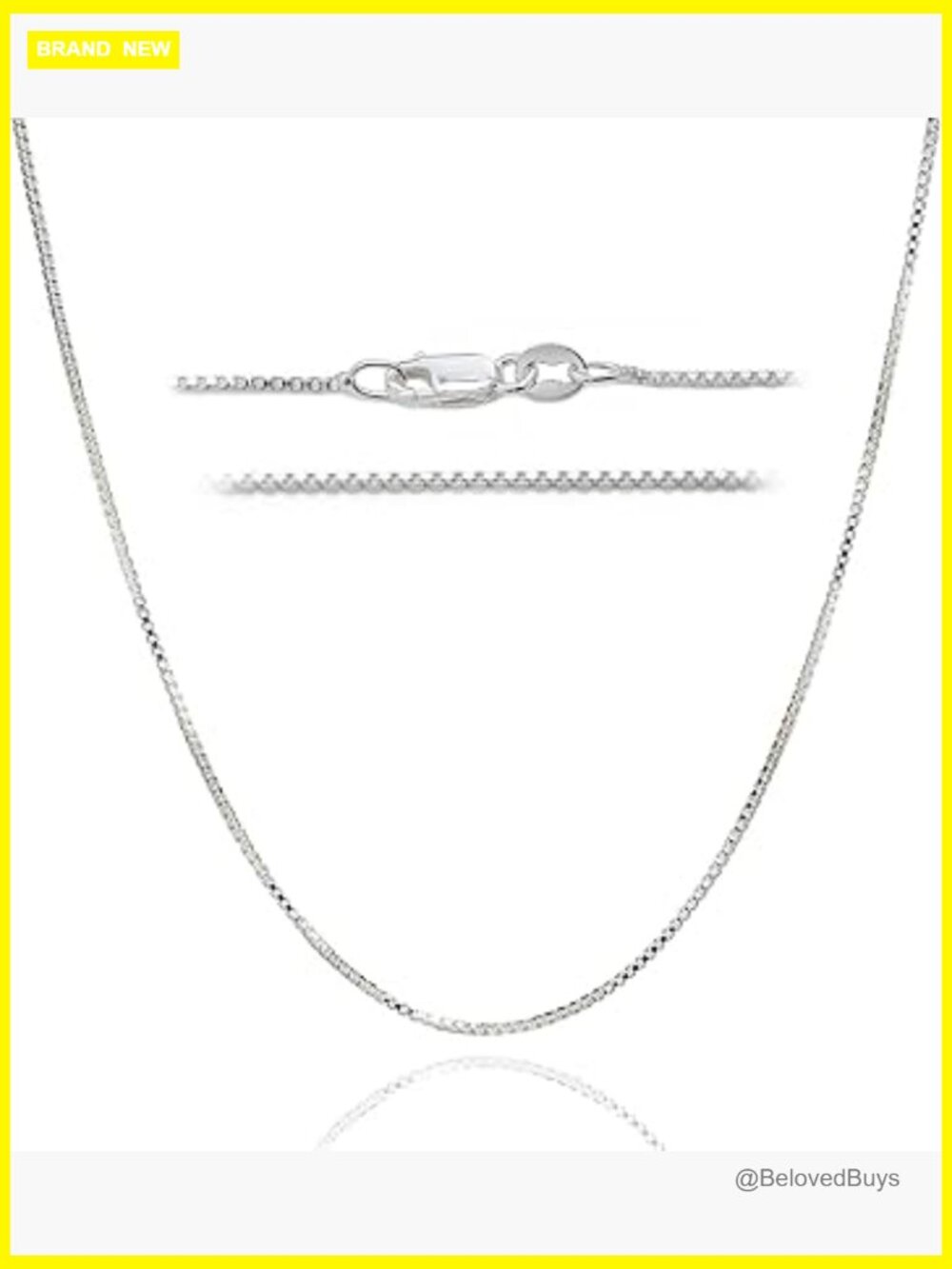 925 Sterling Silver Box Chain Necklace 22in Lobster Clasp Italian